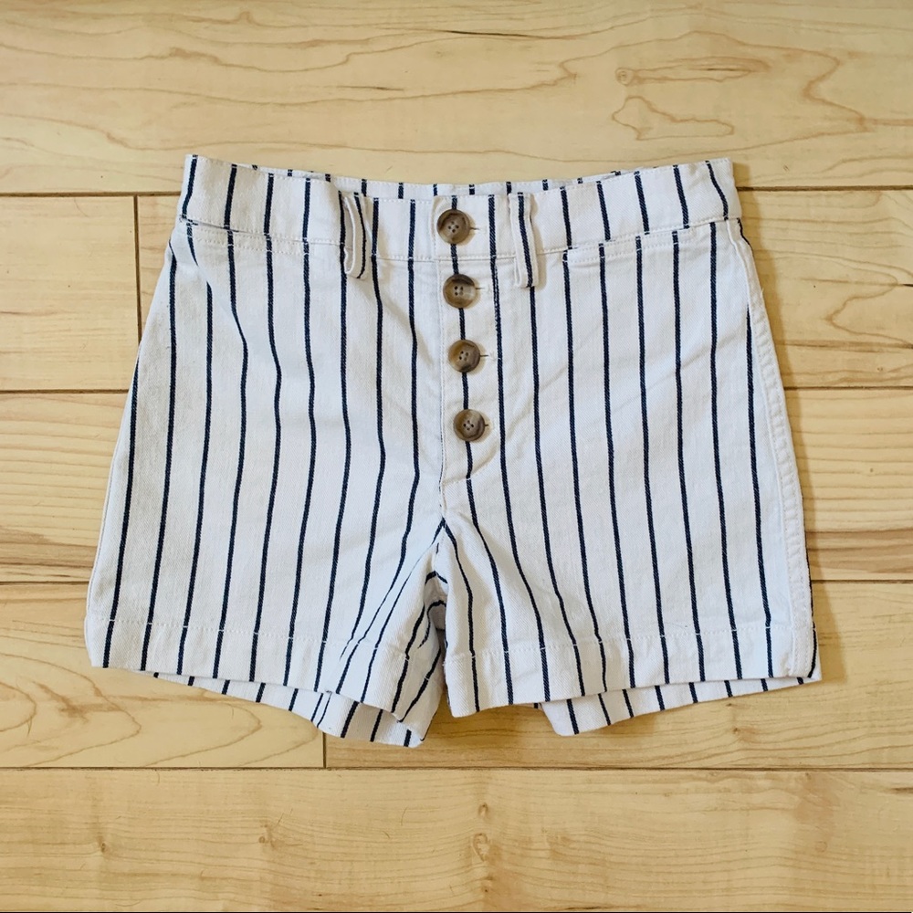Madewell White Stripe Button-Front Jean Shorts